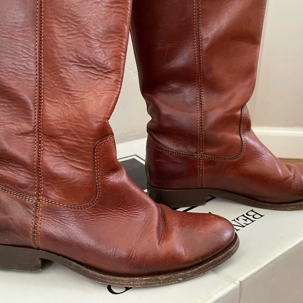 Frye Melissa Button Ridding Boots in Cognac 6.5
